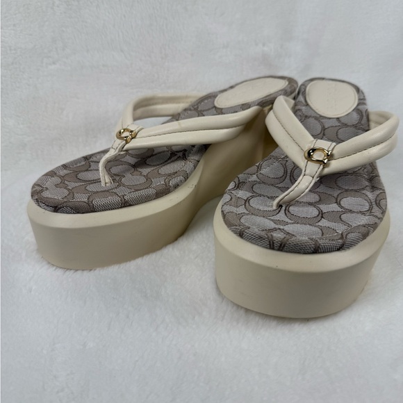 White Beige Sandals with Logo